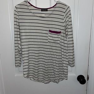 White Stripped Top with cute button down back